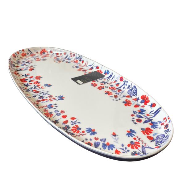 RACHEL ROY Patriotic Floral Melamine Serving Platter 19" Red|White|Blue NEW - Picture 2 of 8
